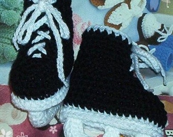 Boutique Crochet Hockey Skates Baby Booties