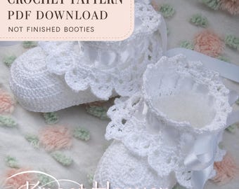 Crochet Lace Baby Booties Pattern, Newborn and Reborn Doll Shoe Tutorial, PDF Download