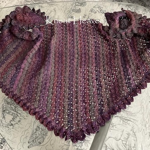 Hand Crocheted Large Sparkly Shawl Wrap Multicolored