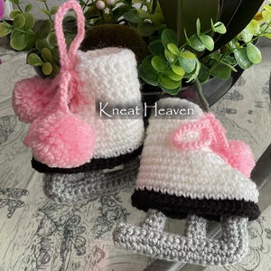 Boutique Crochet Ice Skates Baby Booties