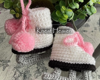 Boutique Crochet Ice Skates Baby Booties