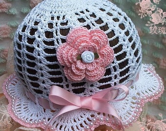 Crochet Pattern Baby Bonnet with Beads