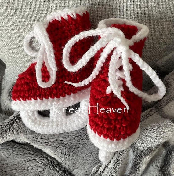 Boutique Crochet Hockey Skates Baby Booties Etsy Canada