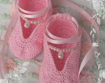 Crochet Pattern Ballet Slippers Baby Booties