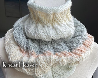 Hand-Knitted Handknit Cowl, Neck warmer, Infinity Scarf