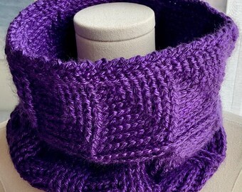 Crochet Purple Neck warmer Cowl Infinity Scarf