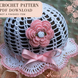 Crochet Beaded Baby Bonnet Pattern, Newborn Hat Tutorial, PDF Download
