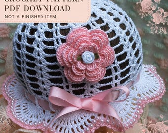 Patrón de gorro de bebé de ganchillo con cuentas, tutorial para recién nacidos, descarga en PDF