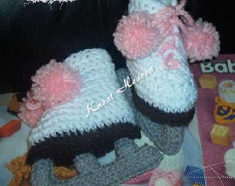 Boutique Crochet Ice Skates Baby Booties