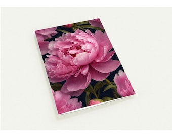 10 cartes de voeux A6 mates pivoine avec enveloppes premium