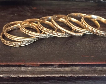 14k Ancient Collection thin stacking bands