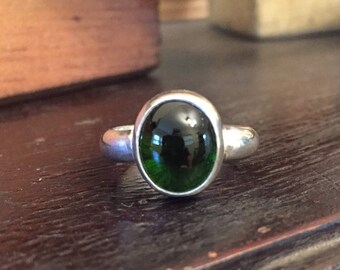 Large tourmaline cabochon sterling silver ring -Boiled Sweet