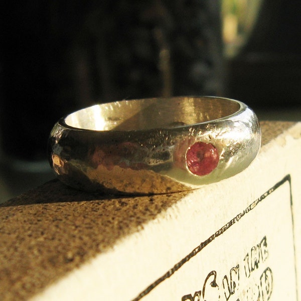 Handmade Siver ring Sapphire birthstone solid band  -Jujubee