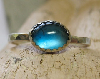 Blue topaz birthstone silver stacking Ring - Atlantis