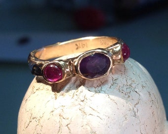 14k gold ring cast ring gemstone ring rustic ring
