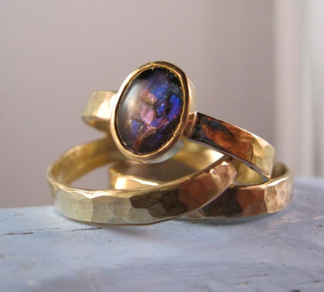 Gold and Ammonite Fossil ring Devonian | Etsy