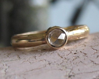 Rose Cut Sapphire in 14k gold engagement ring - Dulce