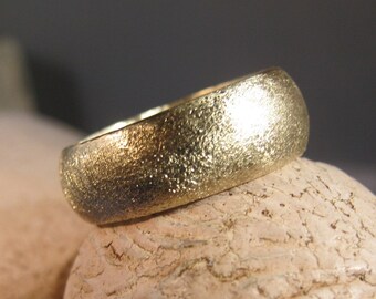 Recycled gold wedding ring textured solid wide band 14k gold ring - Gold Lame