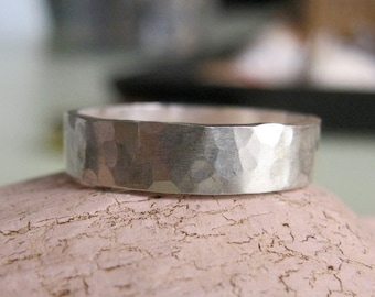 Hammered Silver Band hammered Ring - Bang Bang