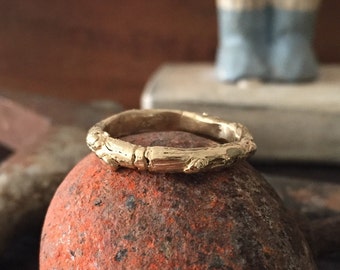 Rustic ring twig ring twig Band 14k gold branch wedding band - size 6