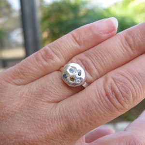 Mother's Ring smashed blob ring birthstone ring family ring recycled silver image 5