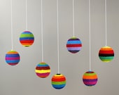 Crochet balls, colourful, set of 6, party decor, crochet home decor, shop decor, christmas ornaments