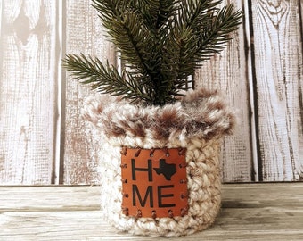 Christmas Winter Texas Home Ten Inch Tree with faux Fur Trim