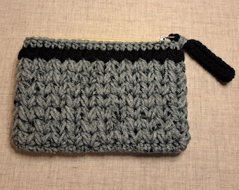 Crochet Pouch Bag in grey and Black
