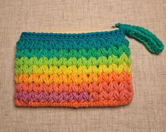 Crochet Pouch Bag in colorful Retro Stripe