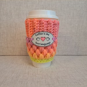 Coffee is my Love Language Coffee Cozy in Retro Stripe