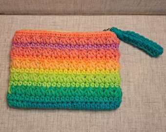 Crochet Pouch Bag in colorful Retro Stripe Two