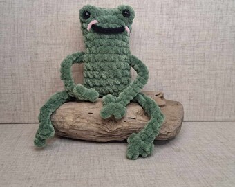 Happy Leggy Frog Crochet Plushie