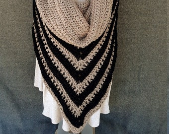 Brownie and Black Sparkle Wild Oleander Hooded Scarf