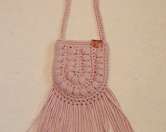 Crochet Bitty Boho Bag, Toddlers Purse in a Dusty Pink