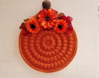 Crochet Pumpkin Wall or Door Hanger