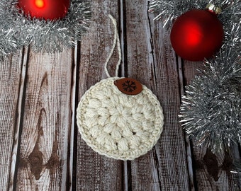 Not Your Granny's Circle Ornament Wall Hanger in White with gold sparkle and snowflake tag