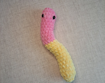 Pink and Yellow Gummy Worm Crochet Plushie