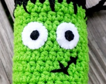 Crochet Frankenstein Halloween Treat Bag