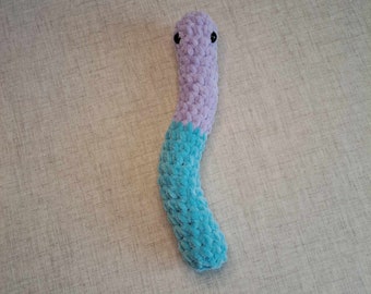 Purple and Blue Gummy Worm Crochet Plushie