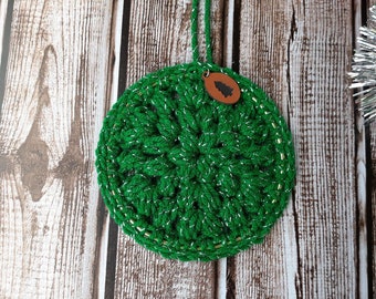 Not Your Granny's Circle Ornament Wall Hanger in Greenn with silver sparkle and tree tag