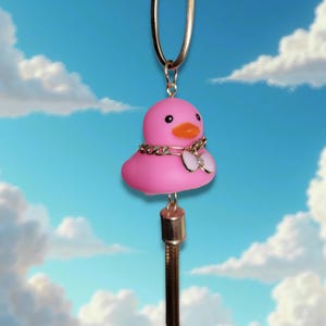 Pink rubber mini duckie girl car charm rearview mirror pendant for a jeeper duck duck jeep