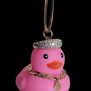 Pink rubber duckie girl car charm rearview mirror pendant for a jeeper duck duck jeep