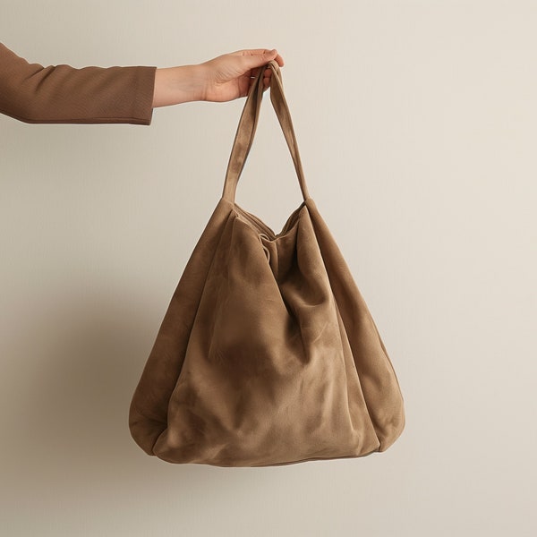 Sac fourre-tout en daim pour femme, sac fourre-tout en daim, sac à main de style vintage, sac en cuir