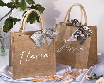 Custom Beach Bag,Bridesmaid Tote Bag,Burlap Tote Bag,Personalized Jute Bag for Bridesmaid,Burlap Tote With Name,Bridal Party Gift