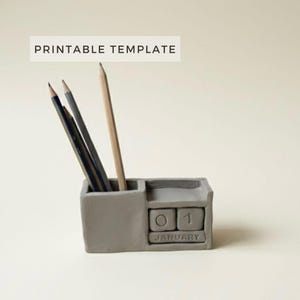 DIY Ceramic Desk Organizer Caddy Calendar Template: New Year Gift Slab Building (Printable PDF)