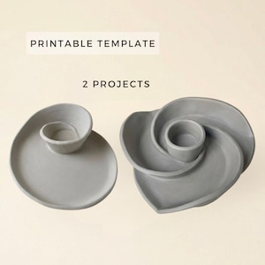 Chips and Dip Bowl Pottery Templates: 2 Piece Ceramic Project PDF Download