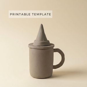 Halloween Witch Hat Mug Template: DIY Ceramic Pottery Printable PDF Download A4 size