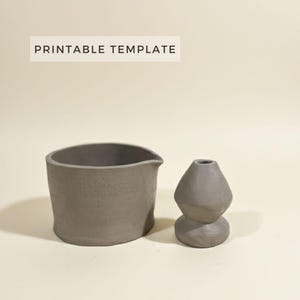 Matcha Bowl and Chasen Holder Set Template: DIY Ceramics (Printable PDF Download A4 size)