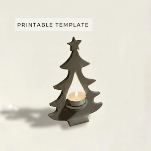Christmas Tree Candle Holder Template: Holiday Decor Slab Building (Printable PDF Download A4 size)