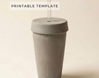蓋付き冷水タンブラーの型紙：DIY陶芸（印刷可能なPDFファイル、A4サイズ）